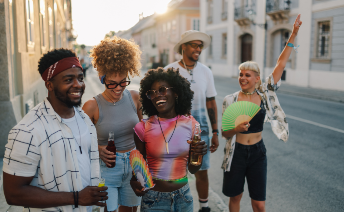 A group of friends having fun at Porto city